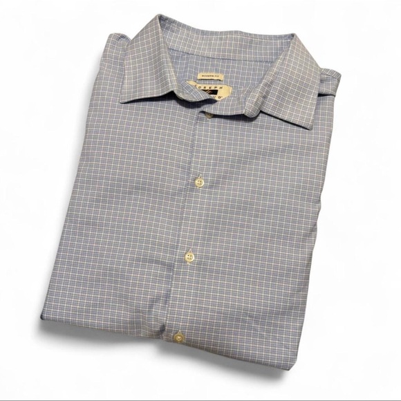 Joseph Abboud Light Blue Checkered Button Down Shirt - Picture 3 of 5